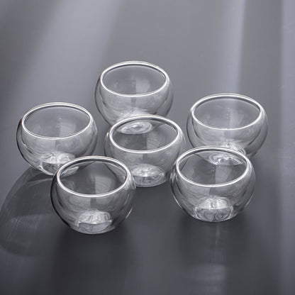Double-Walled Glass Tea Cups – 6 Cups per Set